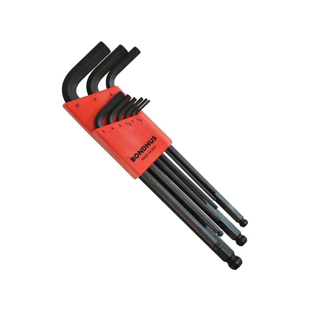 Bondhus 10999 Uzun Top Başlı Metrik Ölçü Allen Anahtar Seti Proguard İzole 9 Parça