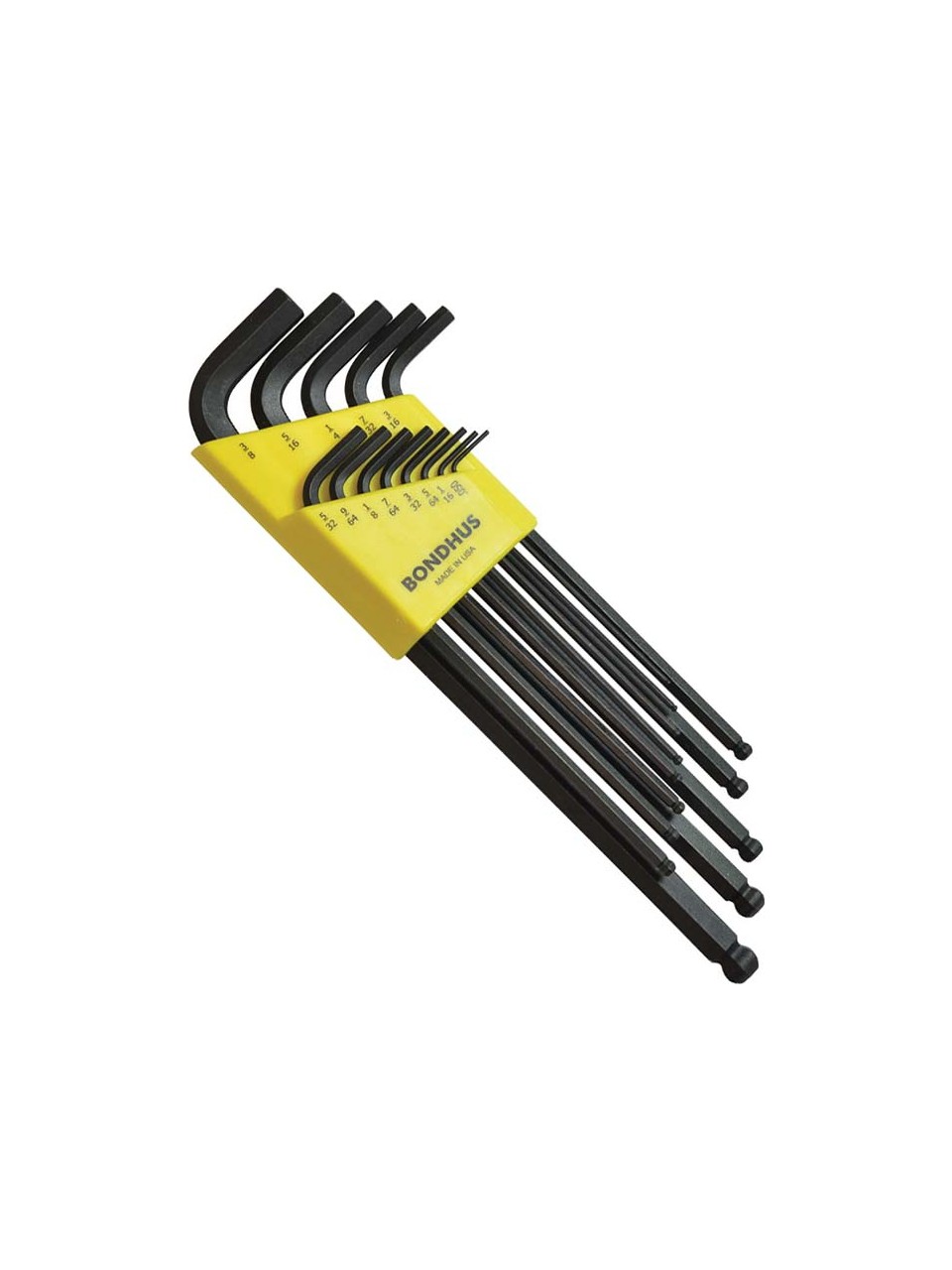 Bondhus 16037 Extra Uzun Top Başlı İnç Ölçü Allen Anahtar Seti Proguard İzole 13 Parça