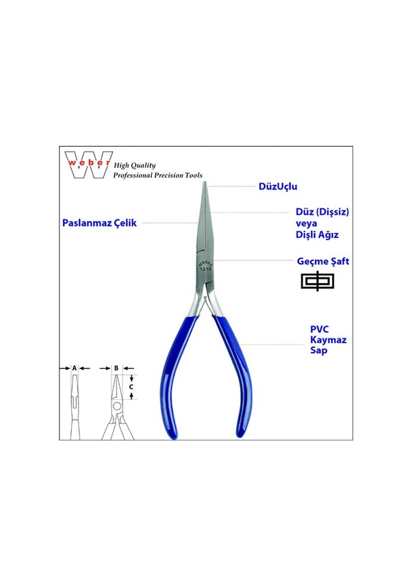 Weber 1384 Düz Uçlu Elektronikçi K. Burun-yaylı-düz 120 Mm