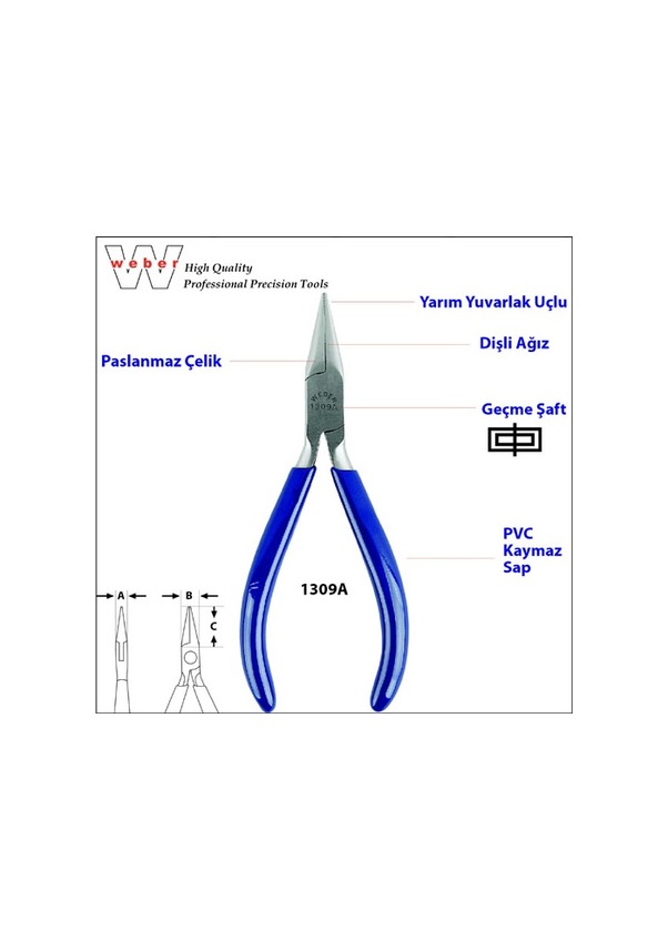 Weber 1309a Yarım Yuv. Uçlu Elekt. K. Burun-dişli 130 MM
