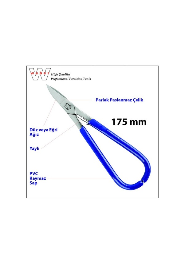 Weber 1495 Kuyumcu Makası Düz Ağız -Yaylı - 175  MM