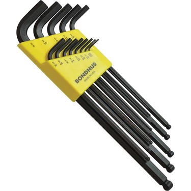 Bondhus 10937 Uzun Top Başlı İnç Ölçü Allen Anahtar Seti Proguard İzole 13 Parça