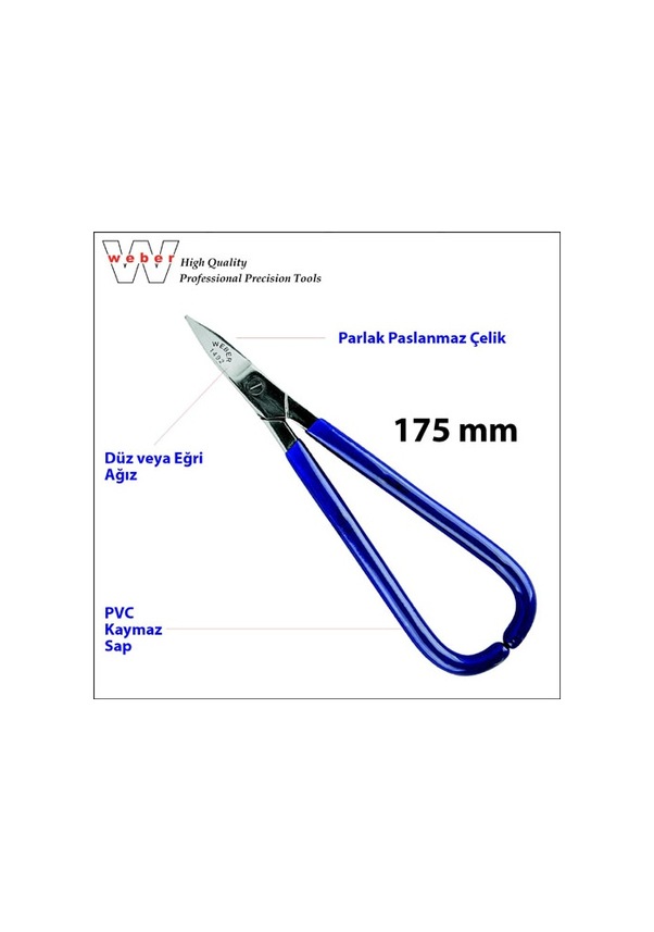 Weber 1493 Kuyumcu Makası Eğri Ağız - 175  MM