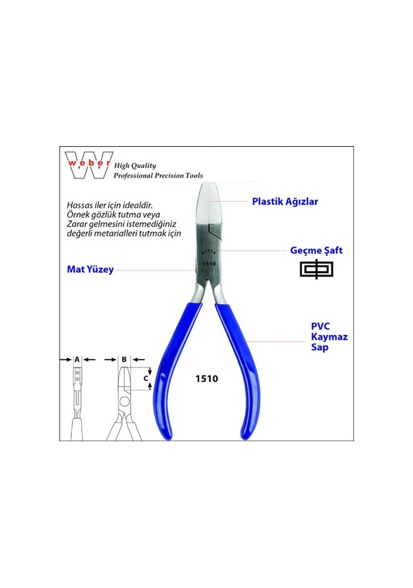 Weber 1510 Plastik Uçlu Elektronikçi K. Burunlı-düz 140 Mm
